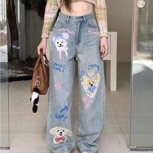 Embroidered Blue Jeans
